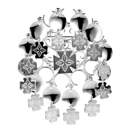 Espeland Rogaland sølje med graverte heng hvitt sølv