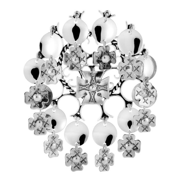 Espeland Rogaland sølje med heng oksidert sølv