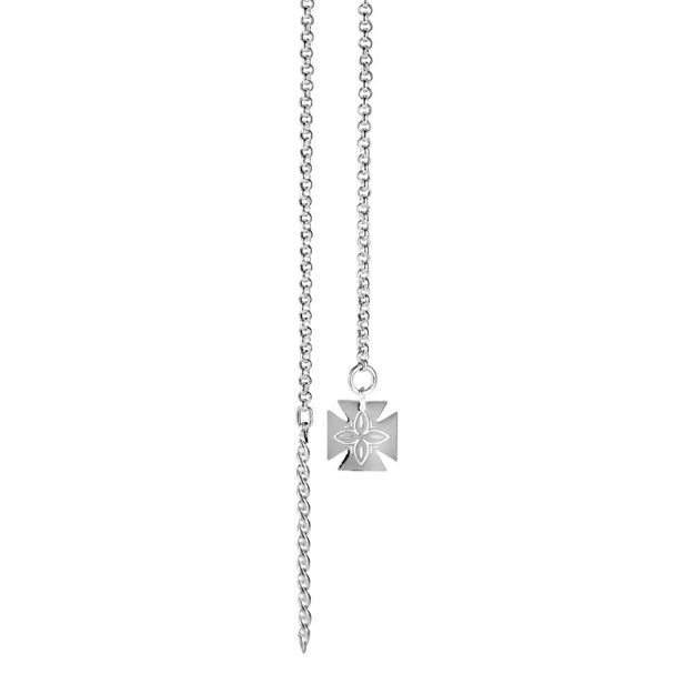 Espeland Rogaland kjede 90cm med spyd & korsløv hvitt sølv