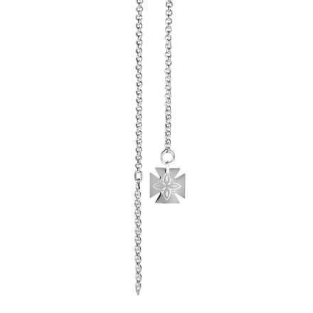 Espeland Rogaland kjede 110cm med spyd & korsløv hvitt sølv