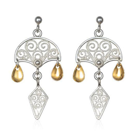 Espeland Bergen øreheng hvitt & forgylt sølv