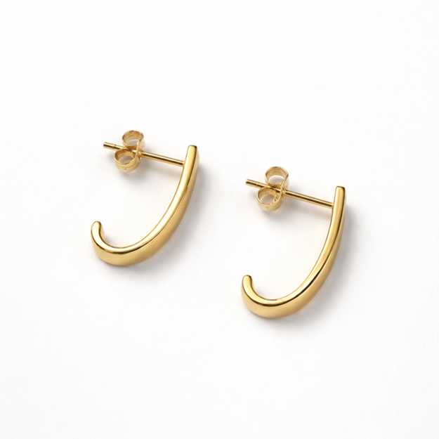 Gull øredobber glatt bue 15mm