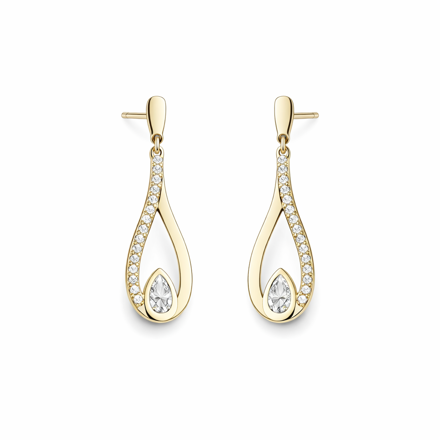 Gull øreheng åpen dråpe med Cubic Zirconia