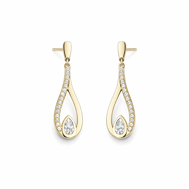 Gull øreheng åpen dråpe med Cubic Zirconia