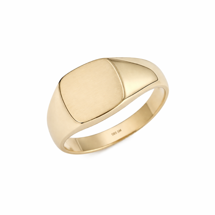 Gull ring glatt signet 10x10mm