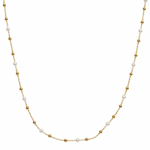 Gull 585 halssmykke med kuler & perler 44.5+3cm