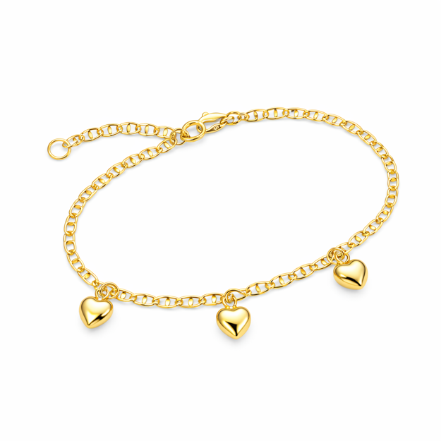 Lille Venn 375 gull armbånd med hjerte-heng 12+2cm