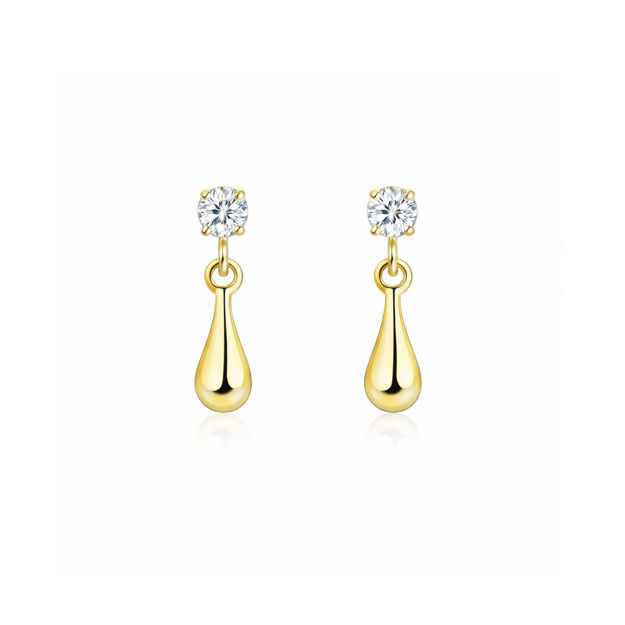 Caia Gold 375 øreheng dråpe med zircon