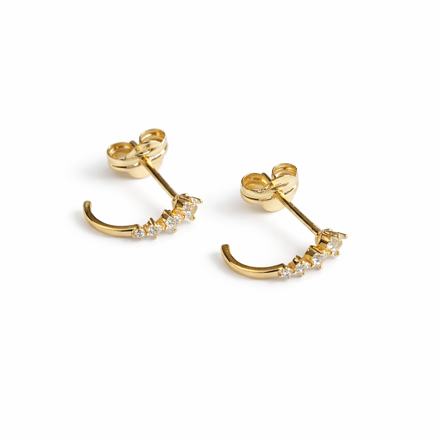 Caia Gold 375 øredobber bue med Cubic Zirconia