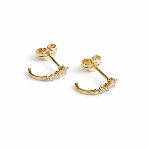 Caia Gold 375 øredobber bue med Cubic Zirconia
