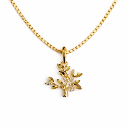 Caia Gold 375 anheng Livets tre med Cubic Zirconia