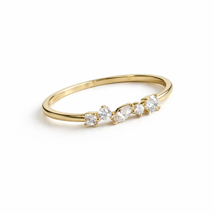 Caia Gold 375 ring x5 Cubic Zirconia