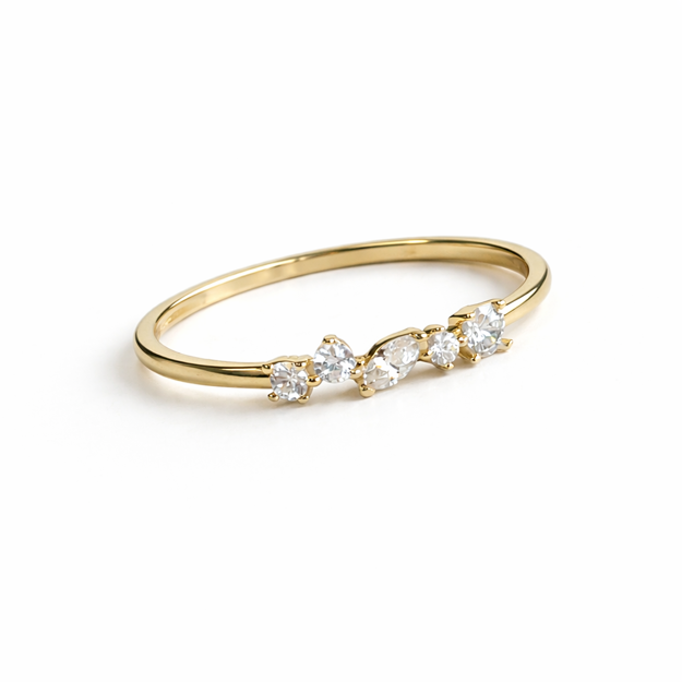 Caia Gold 375 ring x5 Cubic Zirconia