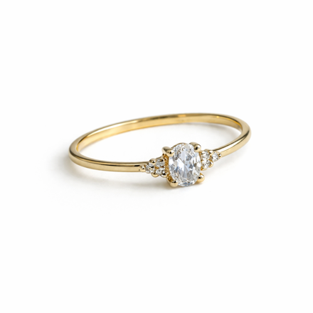 Caia Gold 375 ring Cubic Zirconia oval