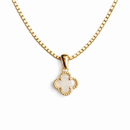 Caia Gold 375 anheng kløver med hvit perlemor