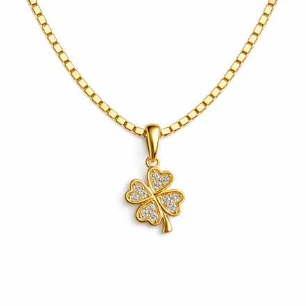 Caia Gold 375 anheng kløver med Cubic Zirconia 10x8mm