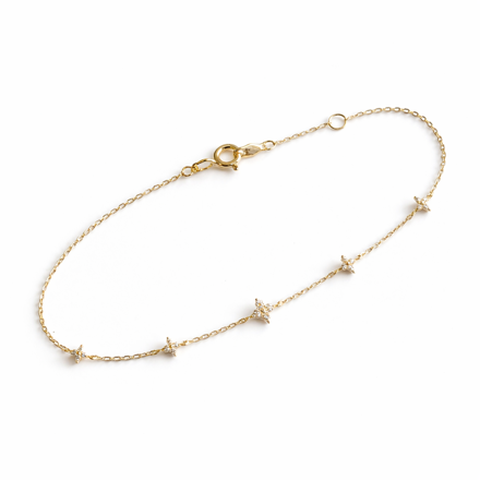 Caia Gold 375 armbånd blomster av Cubic Zirconia 16+2cm