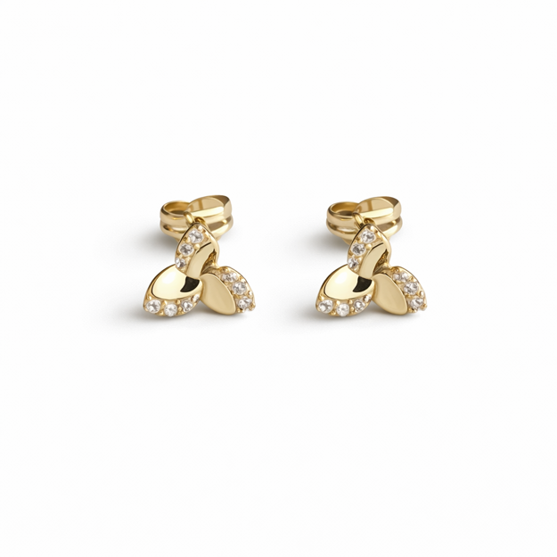 Caia Gold 375 øredobber blader med Cubic Zirconia