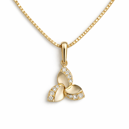 Caia Gold 375 anheng blader med Cubic Zirconia