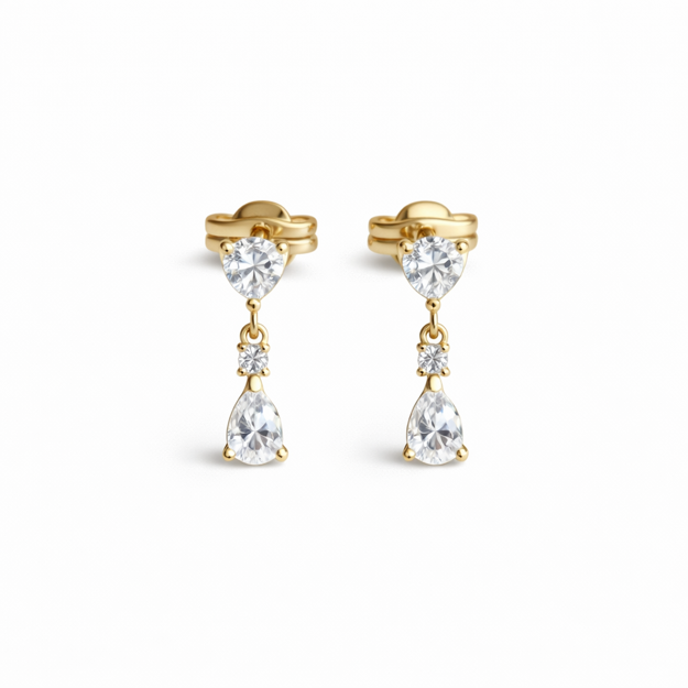 Caia Gold 375 øreheng dråper Cubic Zirconia