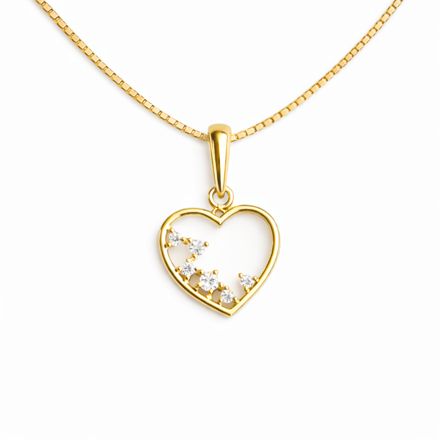 Caia Gold 375 anheng hjerte med Cubic Zirconia