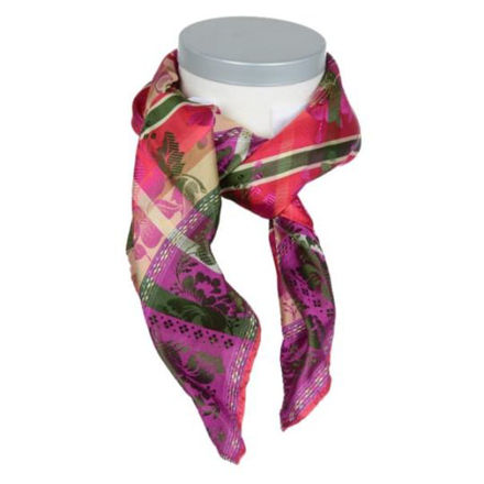 Gabriella silkeskjerf lilla, grønn & gul