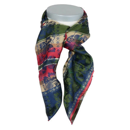 Gabriella silkeskjerf blå, rød & gul