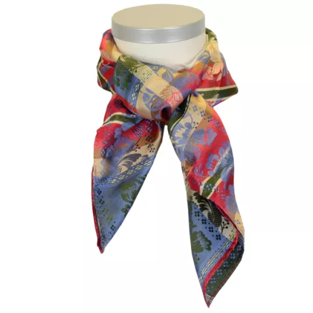 Gabriella silkeskjerf blått, rødt & gult