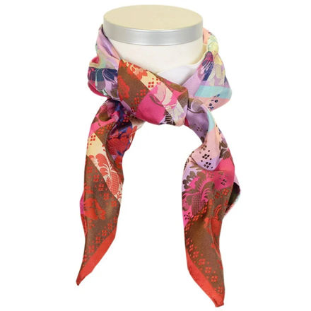 Gabriella silkeskjerf rødt & rosa