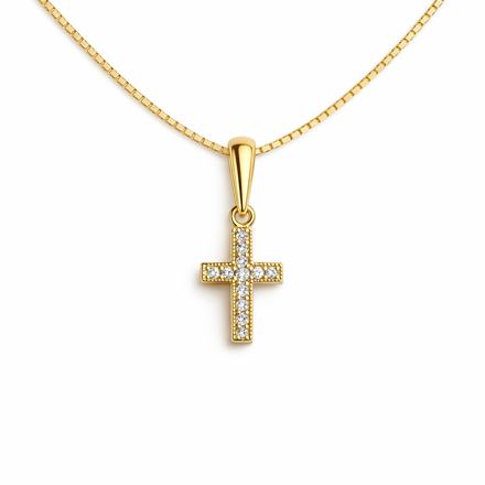 Caia Gold 375 kors med Cubic Zirconia 6x8mm