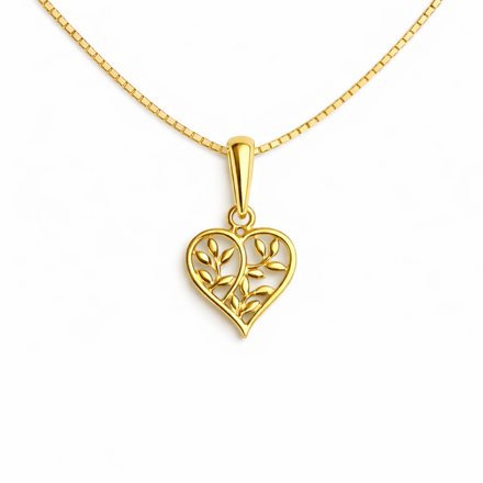 Caia Gold 375 anheng åpent hjerte med Livets Tre