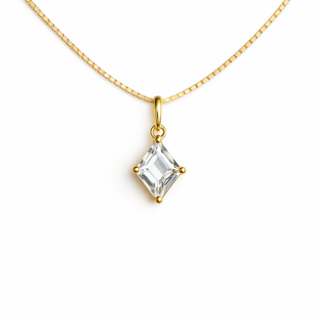 Gull anheng 7x9mm rute med blank Cubic Zirconia