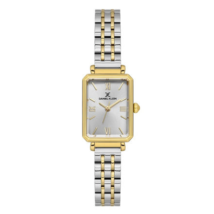 Daniel Klein Premium dameur tofarget stål med sølvfarget skive & romertall