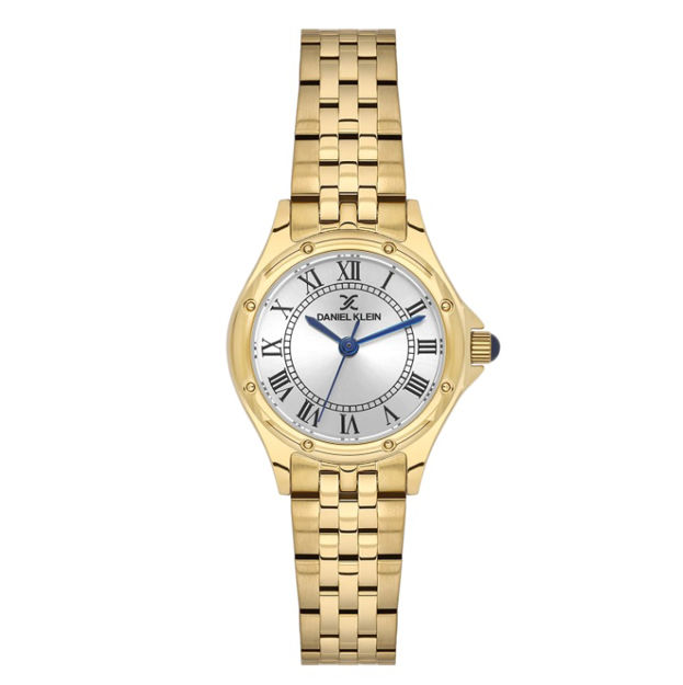 Daniel Klein Premium dameur i forgylt stål med sølvfarget skive, lenke, 3 ATM 26mm