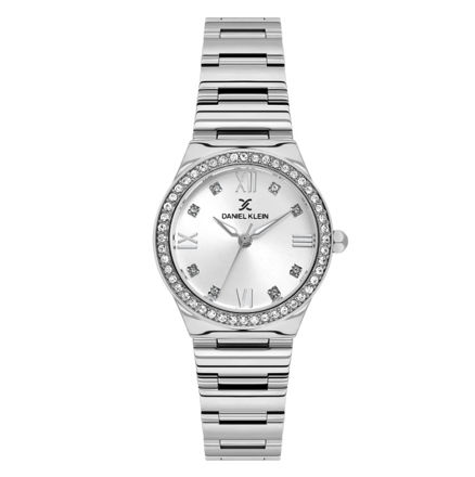 Daniel Klein Premium dameur i stål med sølvfarget skive, lenke, 3 ATM 28mm