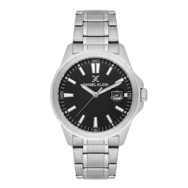 Daniel Klein Premium herreur i stål med lenke & svart skive 5 ATM  43mm
