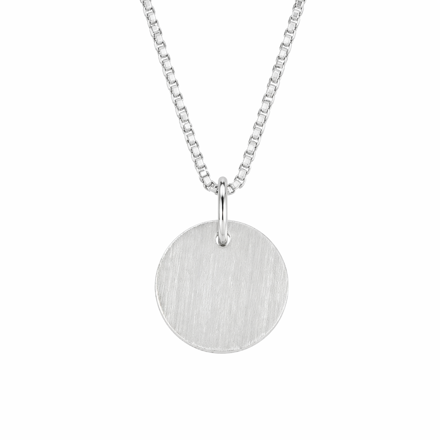 Rhodinert halssmykke rundt matt plate 12mm
