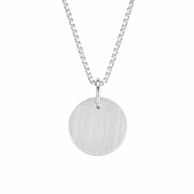 Rhodinert halssmykke rundt matt plate 12mm