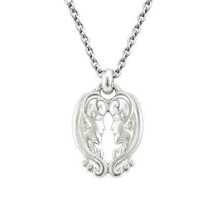 Oksidert sølv halssmykke stjernetegn tvillingene