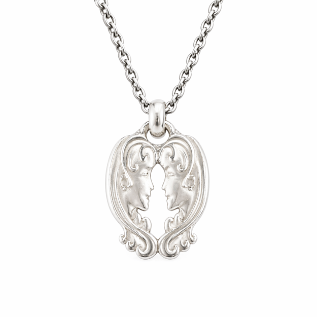 Oksidert sølv halssmykke stjernetegn tvillingene