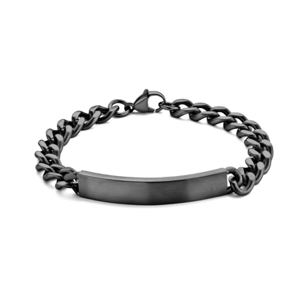 Frank 1967 stål armbånd svart ID-plate 9mm/21cm