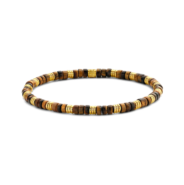 Frank 1967 forgylt stål armbånd 4mm brune perler