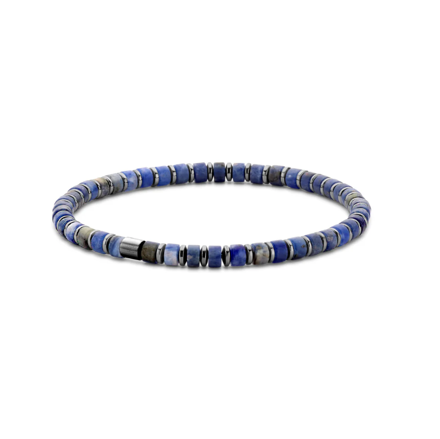 Frank 1967 svart stål armbånd 4mm blå perler