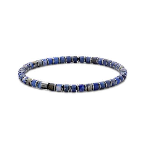 Frank 1967 svart stål armbånd 4mm blå perler