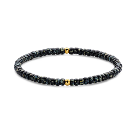 Frank 1967 forgylt stål armbånd 4,5mm svartspettete perler