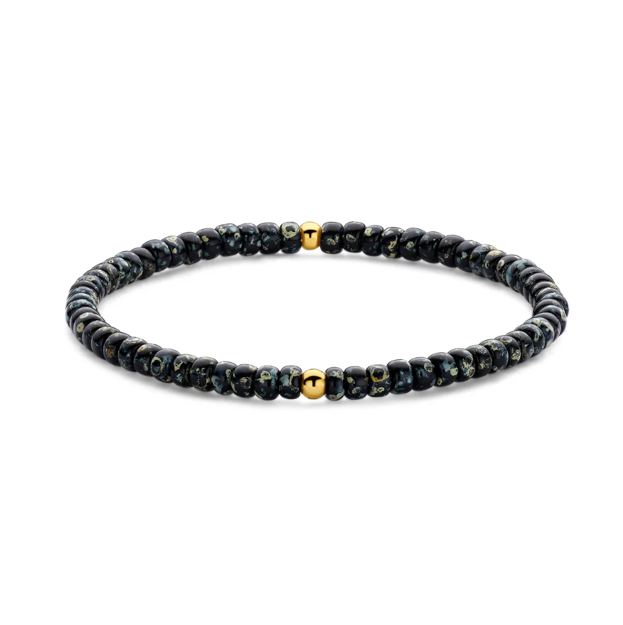 Frank 1967 forgylt stål armbånd 4,5mm svartspettete perler