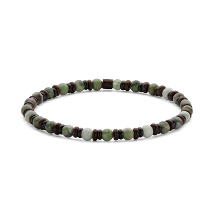 Frank 1967 svart stål armbånd 4mm grønnspettete perler