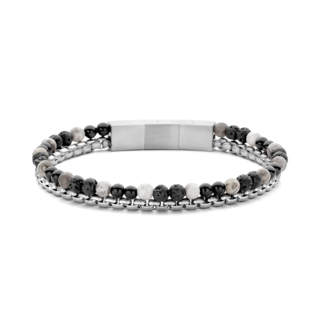 Frank 1967 stål armlenke 4-5mm perler & stål kjede 21cm