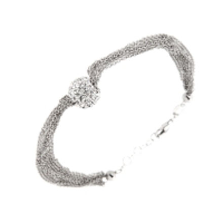 Rhodinert sølv armlenke 10mm Swarovski kule 18+2cm