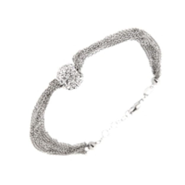 Rhodinert sølv armlenke 10mm Swarovski kule 18+2cm